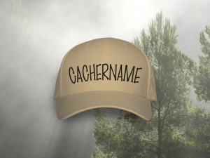 yourname on a custom geocaching cap